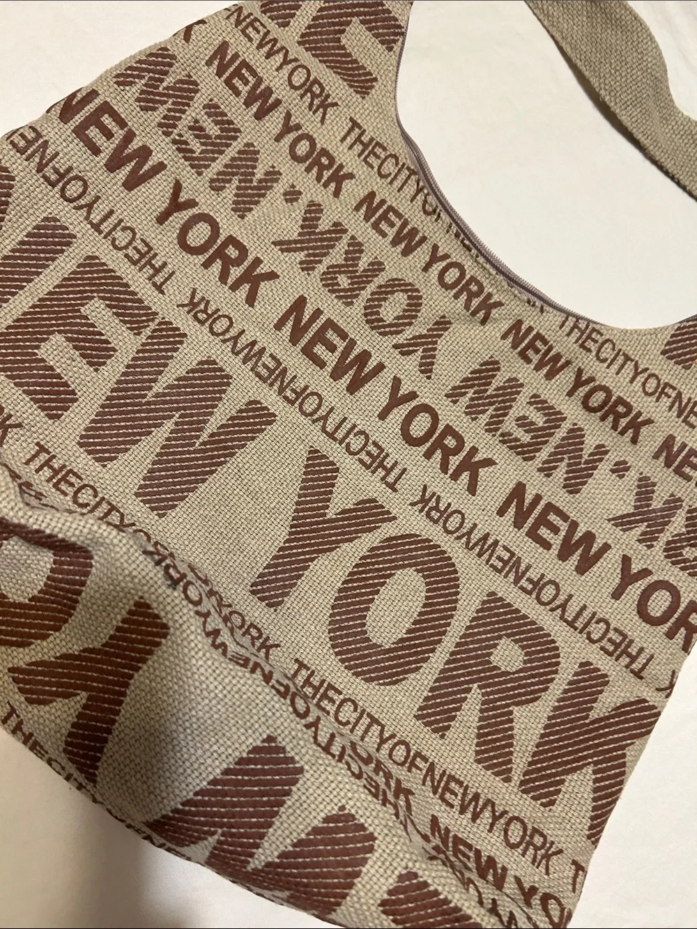 Robin Ruth New York Canvas Shoulder Bag - Brown/Cream